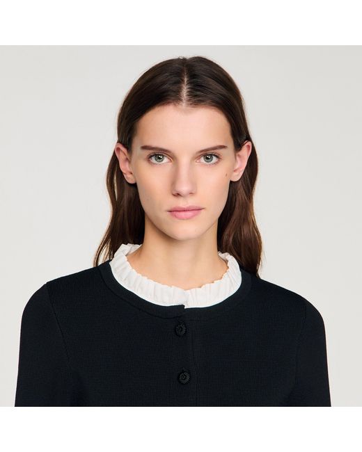 Sandro Black Victorian Collar Cardigan
