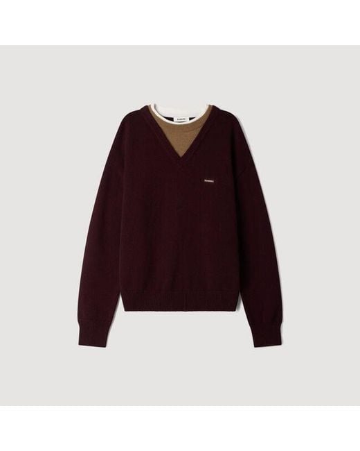Sandro Blue 2-In-1 Wool And Cashmere Sweater