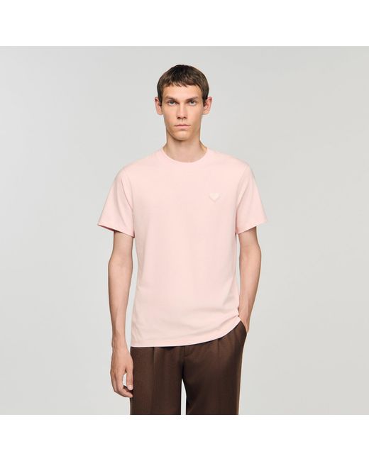 Sandro Pink T-Shirt With Heart Patch for men