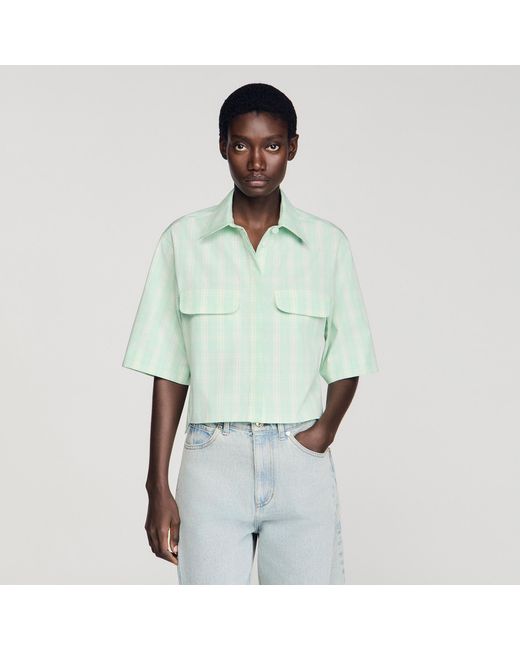 Sandro Green Short Checked Shirt
