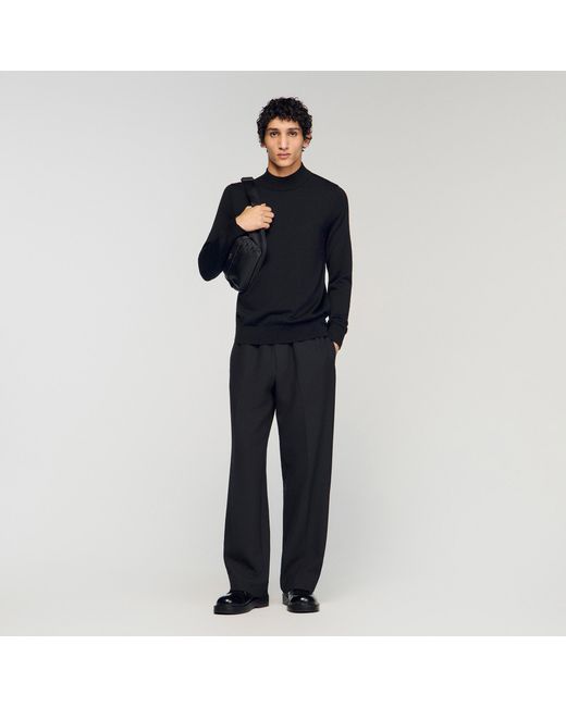 Sandro Blue Wool Jumper With A High Collar for men