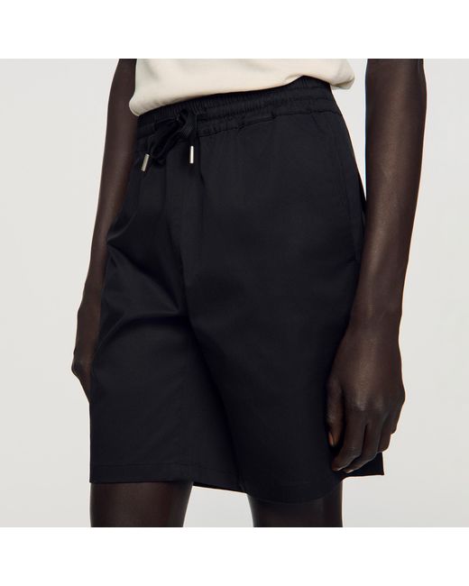 Sandro Black Cotton Shorts With Elastic Waist for men