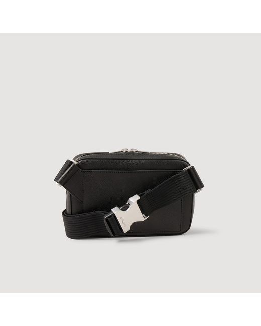 Sandro Black Small Reconstitued Leather Bag for men
