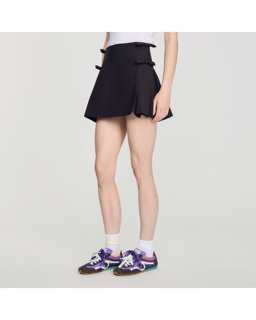 Sandro Blue Mini Pleated Wool Skirt