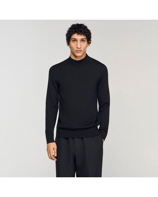 Sandro Blue Wool Jumper With A High Collar for men