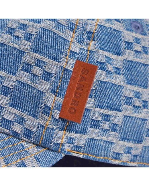 Sandro Blue Denim Cap With Cross Motif for men