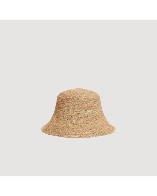 Sandro Natural Crochet Raffia Bucket Hat for men