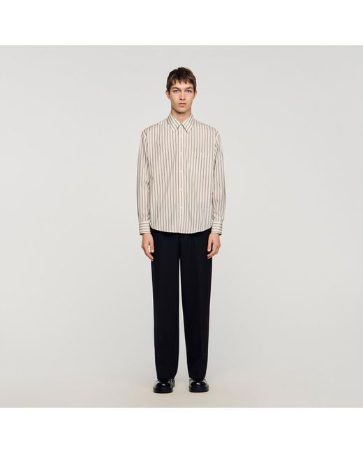 Sandro White Striped Cotton Shirt for men