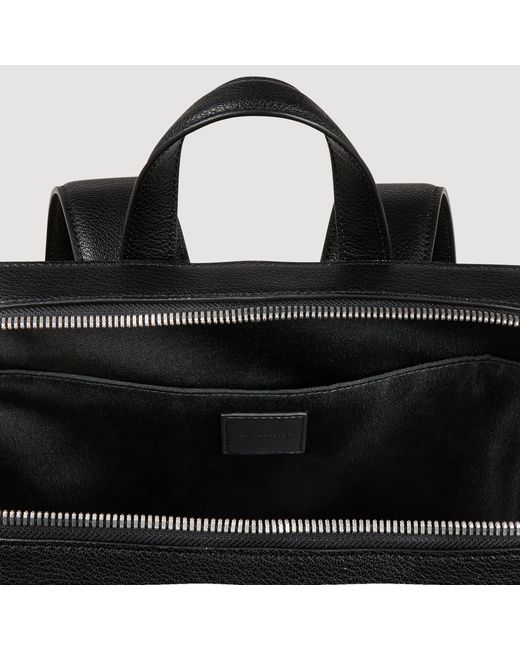 Sandro Black Recycled Leather Backpack for men