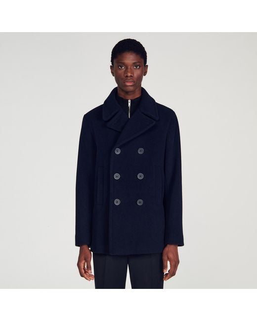 Caban en laine Sandro pour homme en coloris Bleu Lyst