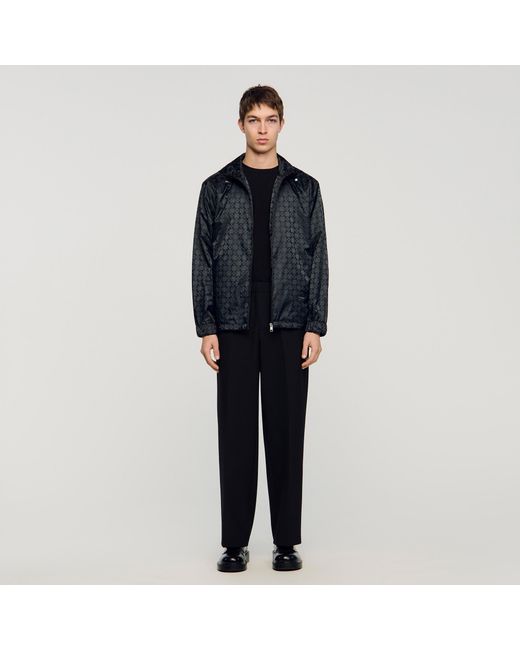 Sandro Blue Square Cross Nylon Jacket for men