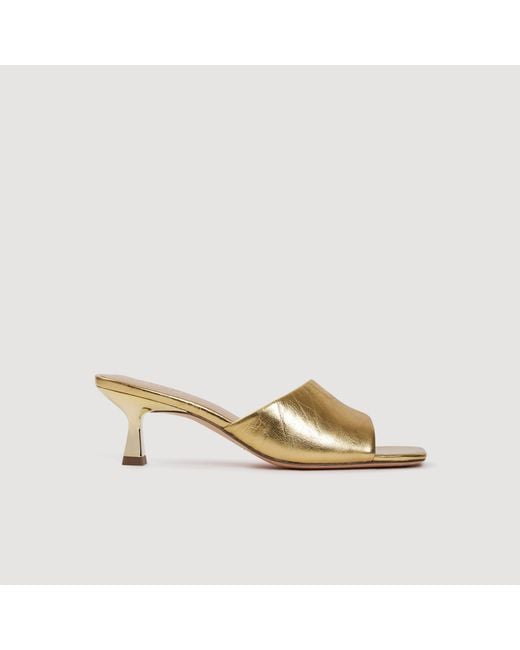 Sandro Heeled Metallic Leather Mules