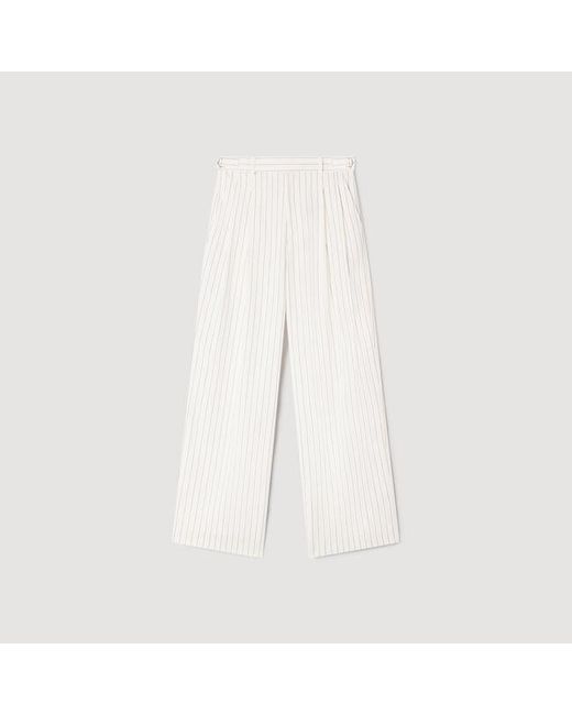 Sandro White Striped Suit Trousers