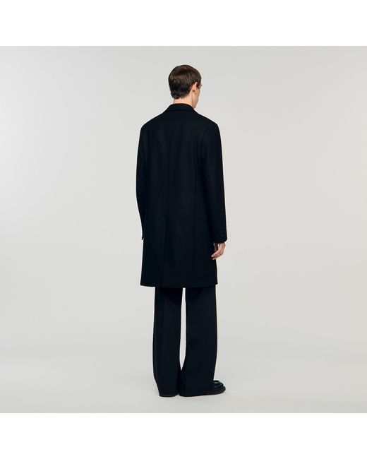 Sandro Blue Wool And Cashmere Coat for men