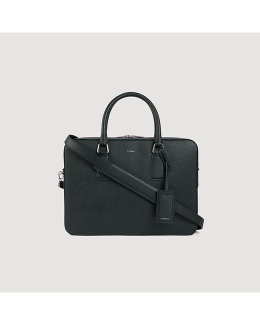 Sandro Black Large Synthetic Leather Briefcase for men