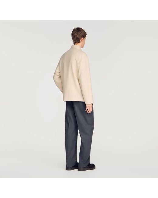 Sandro Blue Straight Buttoned Wool Jacket for men
