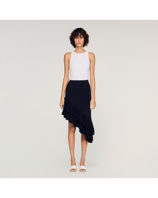 Sandro Blue Asymmetrical Knit Skirt