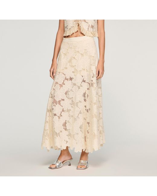 Sandro Natural Long Guipure Skirt