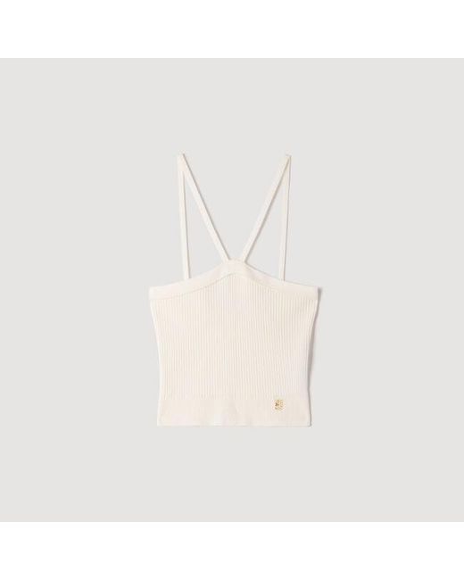 Sandro Blue Short Ribbed Knit Top