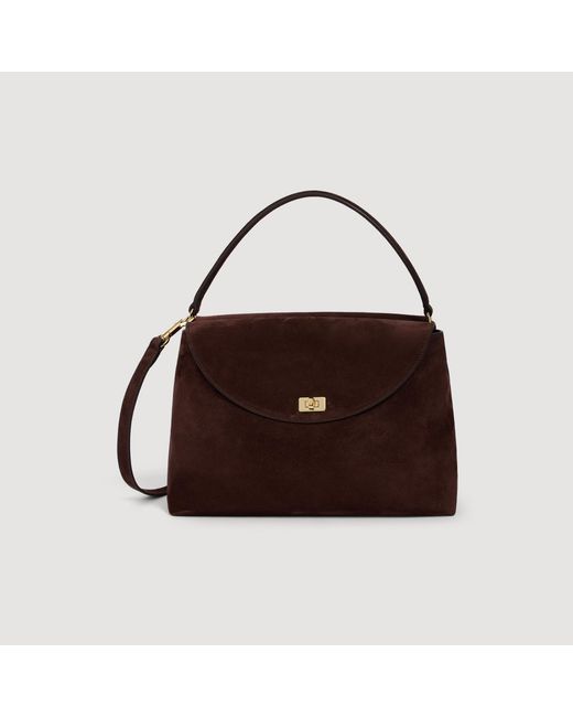 Sandro Brown Le Grand Bazaar Leather & Suede Bag