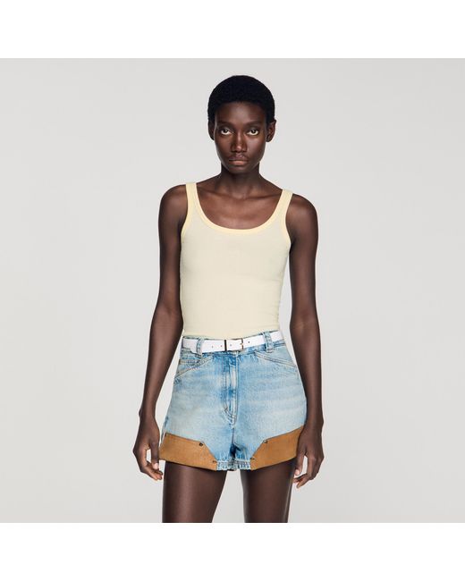 Sandro Blue Ribbed Vest Top