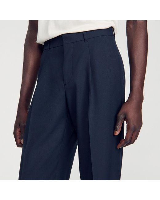 Sandro Blue Wool Suit Trousers for men