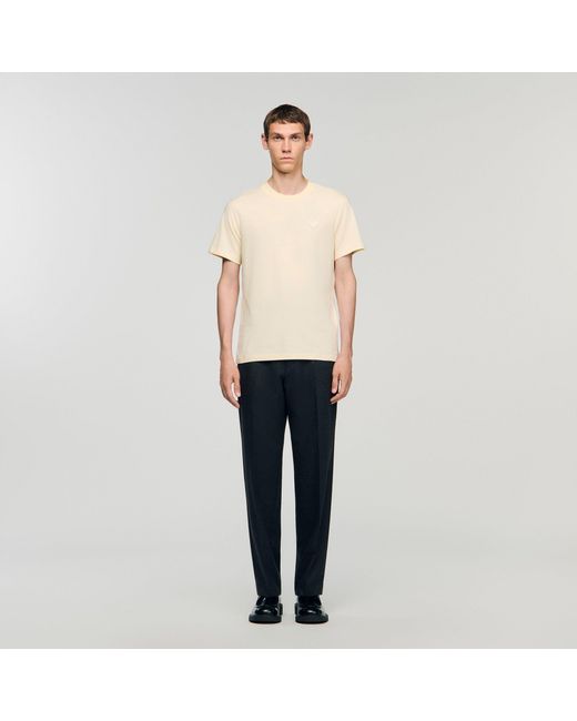 Sandro Black T-Shirt With Heart Patch for men