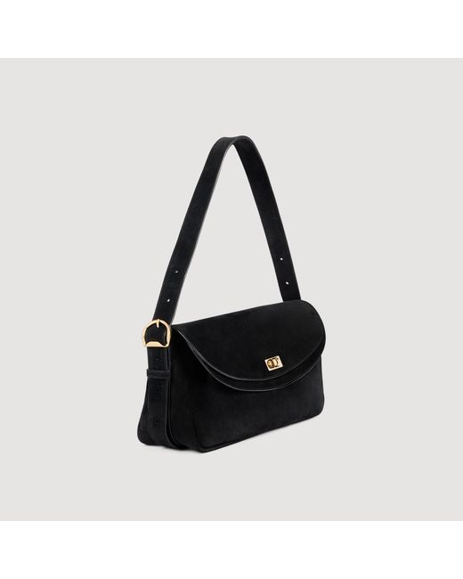 Sandro Black Le Mambo Suede Bag