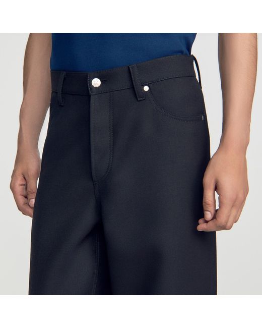 Sandro Blue Straight-Leg 5-Pocket Trousers for men