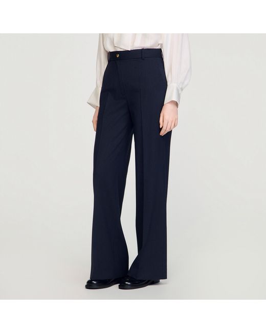 Sandro Blue Chalk-Striped Trousers