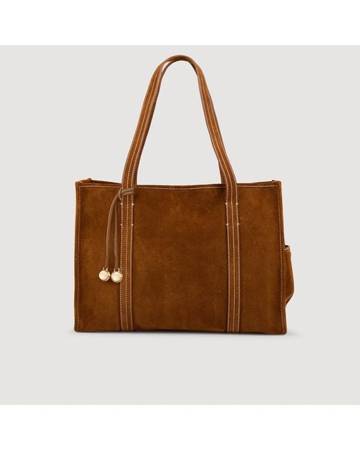 Sandro Brown Suede Shopping Bag