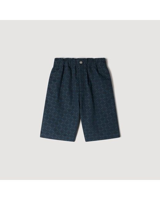 Sandro Blue Square Cross Denim Shorts for men