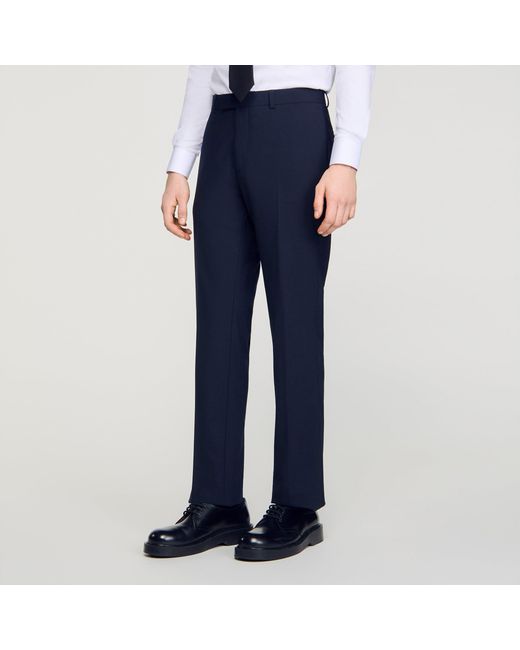 Sandro Blue Micro-Check Suit Trousers for men
