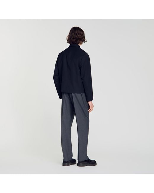 Sandro Blue Minimalist Zip-Up Jacket for men