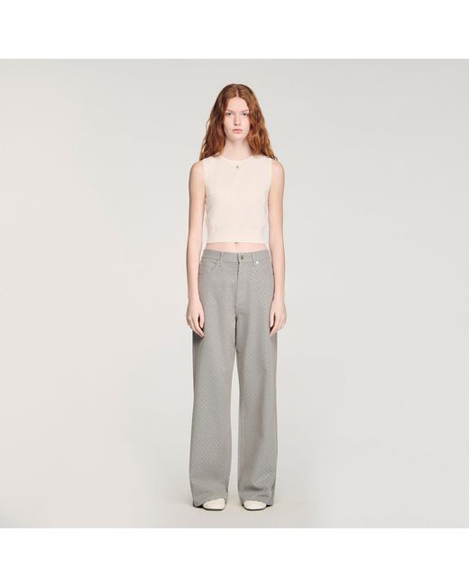 Sandro Gray Sleeveless Short Knit Jumper