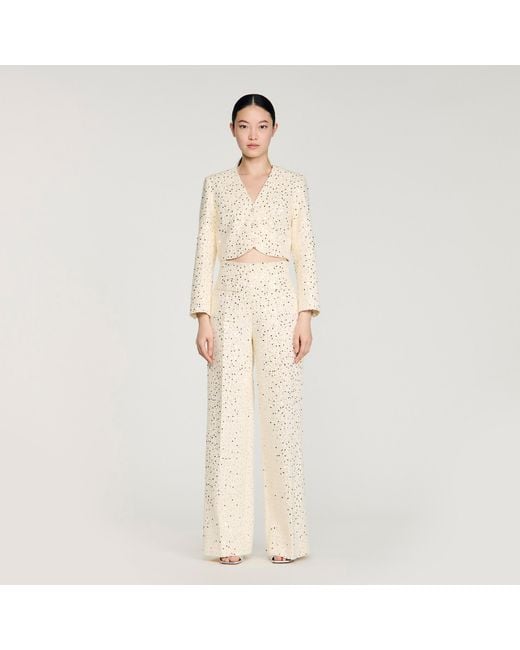 Sandro Natural Geometric Sequin Trousers