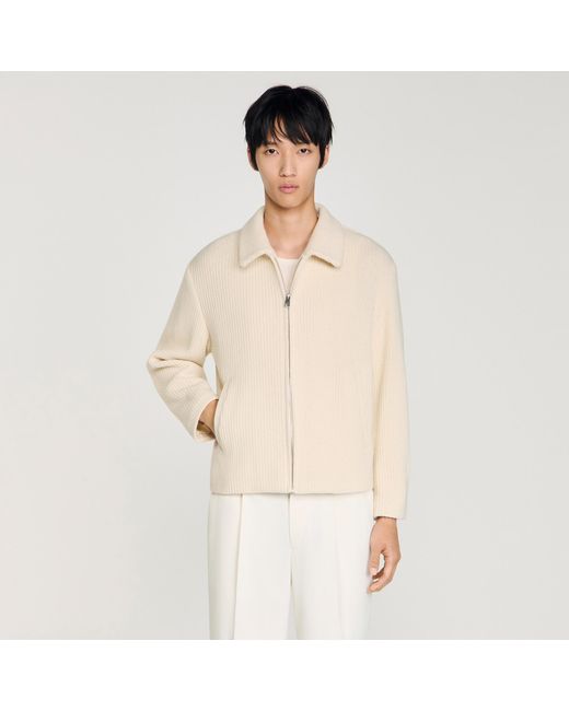 Sandro Natural Knit-Effect Regular-Collar Jacket for men