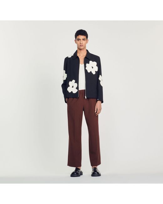 Sandro Blue Jacket With Flower Motifs for men
