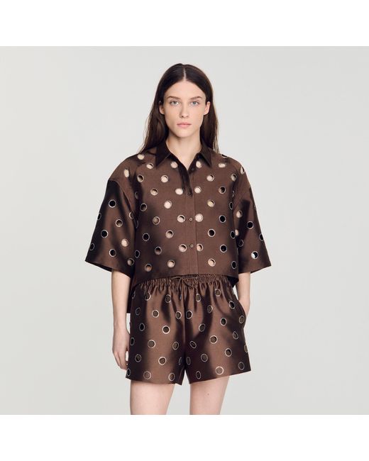 Sandro Red Rhinestone Shirt