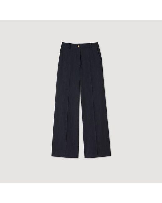 Sandro Blue Chalk-Striped Trousers