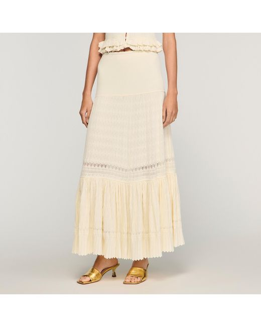 Sandro Natural Long Knit Skirt