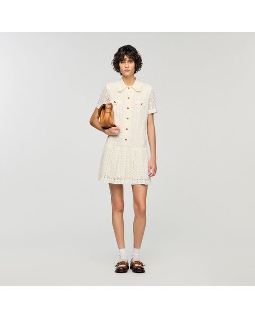 Sandro Natural Short Lace Dress