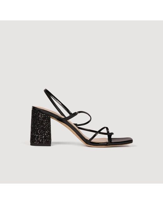Sandro Metallic Glitter Heel Sandals