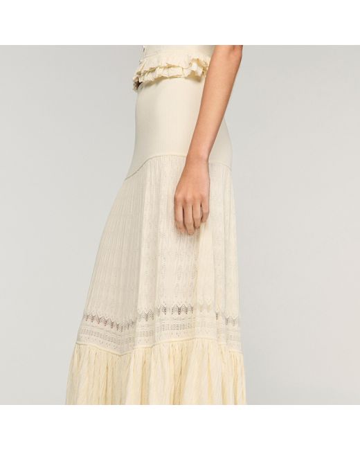 Sandro Natural Long Knit Skirt