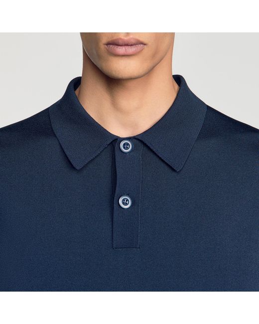 Sandro Blue Long-Sleeved Polo Shirt for men