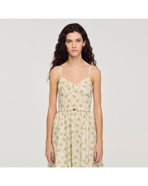 Sandro Natural Floral Maxi Dress With Straps