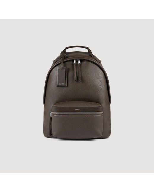 Sandro Brown Coated Canvas Backpack for men