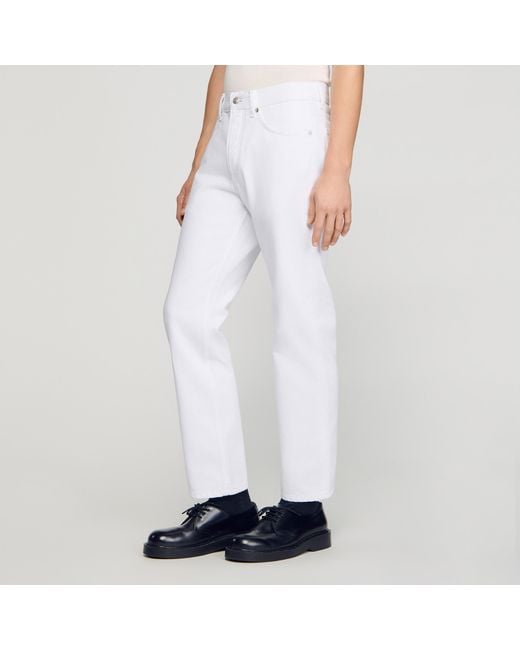 Sandro White Regular Raw Jeans for men