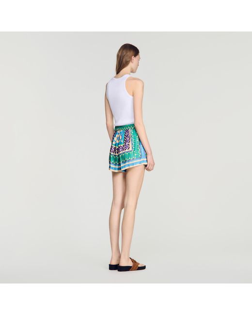 Sandro Blue Short Floral Print Shorts