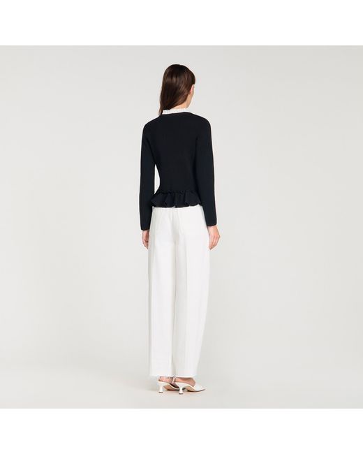 Sandro Black Victorian Collar Cardigan
